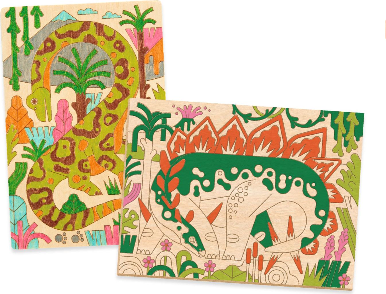 Dino World - Coloriage sur bois