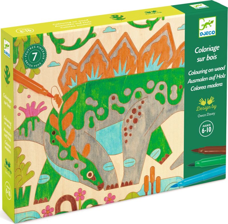 Dino World - Coloriage sur bois (couverture)